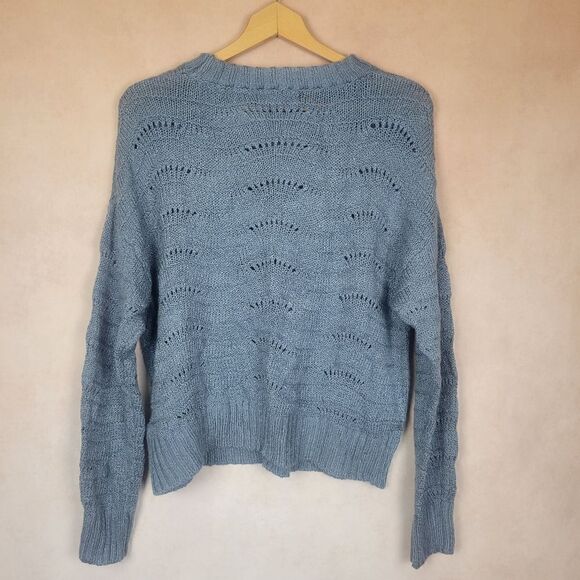 Love Tree Drop Shoulder Gray Knit Sweater Size Medium - Picture 4 of 5